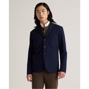 Quince Mens Organic Cotton Stretch Blazer in Charcoal Career Pockets NWT M